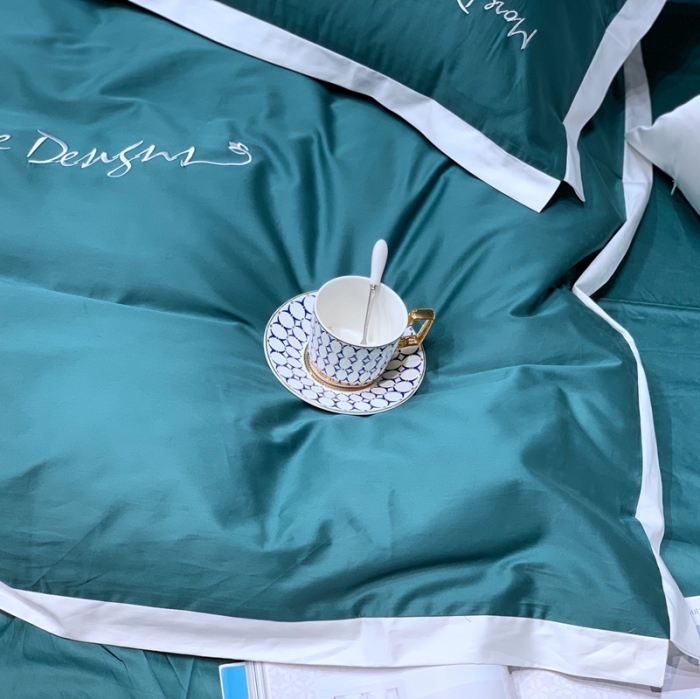 91家纺网 家纺一手货源 找家纺 缔缦家纺 2022新款100支长绒棉福利跑量款四件套-年华 墨绿