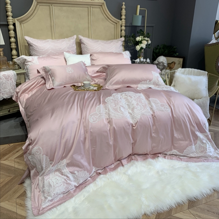 91家纺网 家纺一手货源 找家纺 总 缔缦家纺 2022新款100支长绒棉蕾丝系列四件套-塞拉