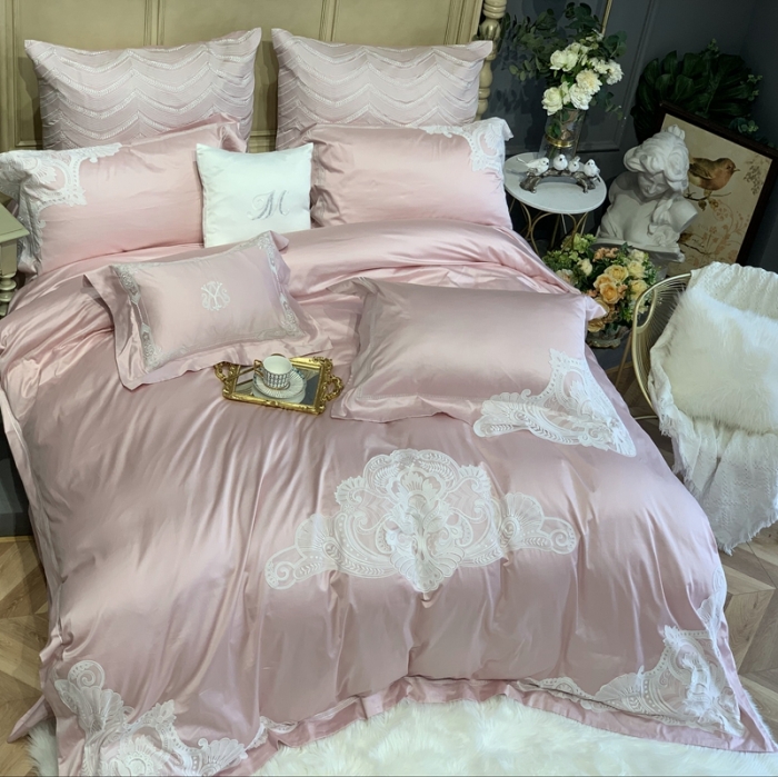 91家纺网 家纺一手货源 找家纺 总 缔缦家纺 2022新款100支长绒棉蕾丝系列四件套-塞拉