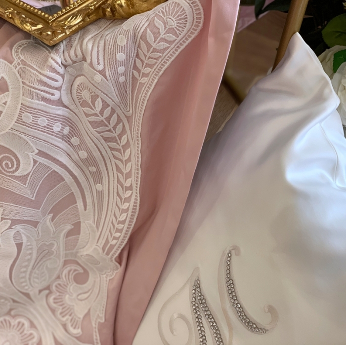 91家纺网 家纺一手货源 找家纺 缔缦家纺 2022新款100支长绒棉蕾丝系列四件套-塞拉 裸粉