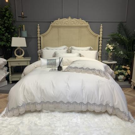 91家纺网 家纺一手货源 找家纺 总缔缦家纺 2022新款100支长绒棉蕾丝系列四件套-奥黛丽