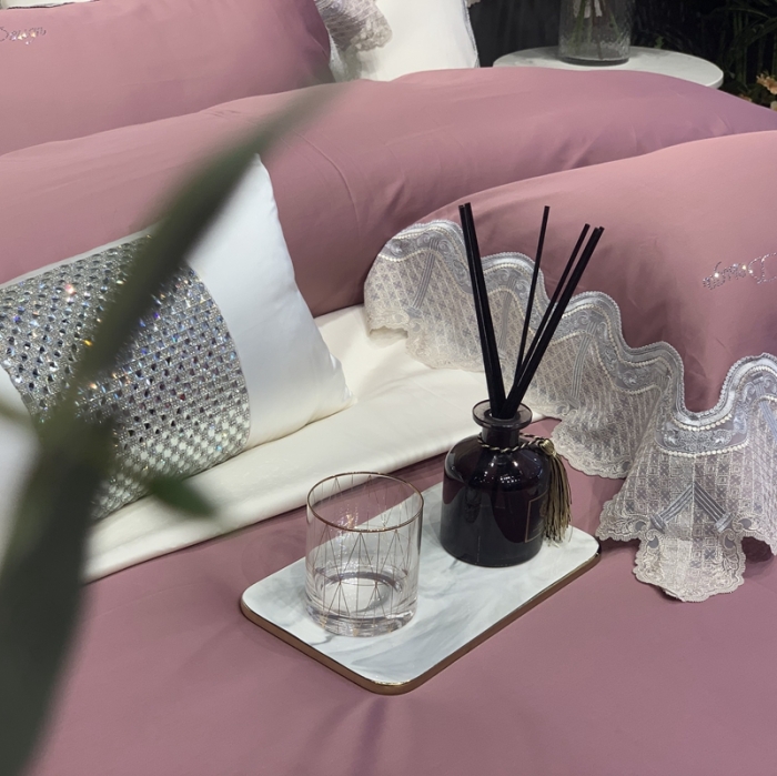 91家纺网 家纺一手货源 找家纺 总缔缦家纺 2022新款100支长绒棉蕾丝系列四件套-奥黛丽