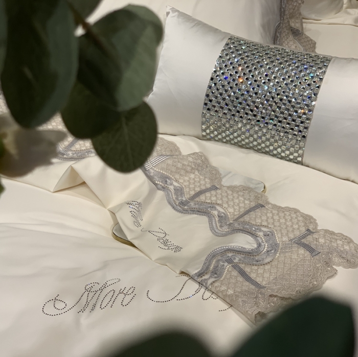 91家纺网 家纺一手货源 找家纺 缔缦家纺 2022新款100支长绒棉蕾丝系列四件套-奥黛丽 贵族白