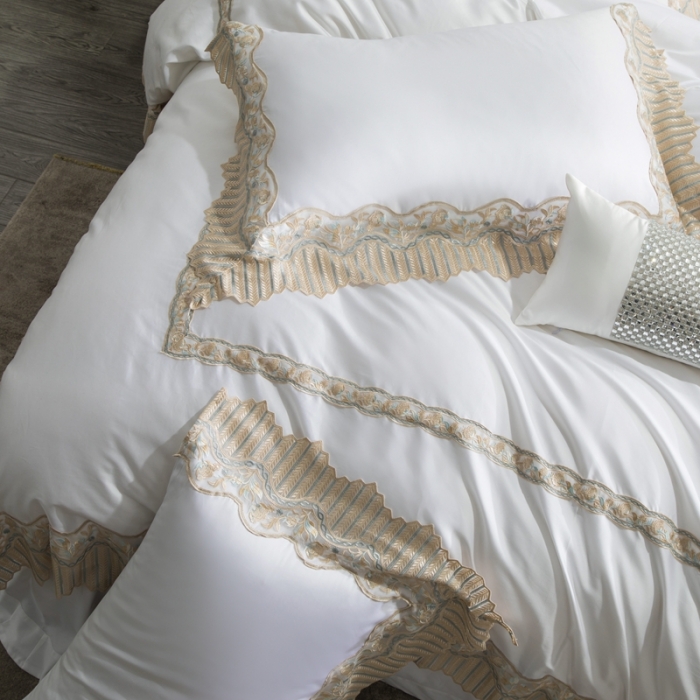 91家纺网 家纺一手货源 找家纺 总 缔缦家纺 2022新款100支长绒棉蕾丝系列四件套-莫奈