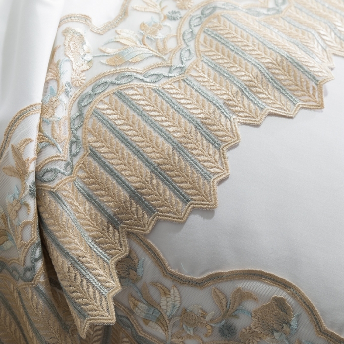 91家纺网 家纺一手货源 找家纺 缔缦家纺 2022新款100支长绒棉蕾丝系列四件套-莫奈 本白