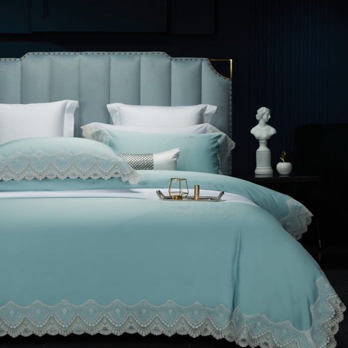 91家纺网 家纺一手货源 找家纺 总 缔缦家纺 2022新款100支长绒棉蕾丝系列四件套-慕斯