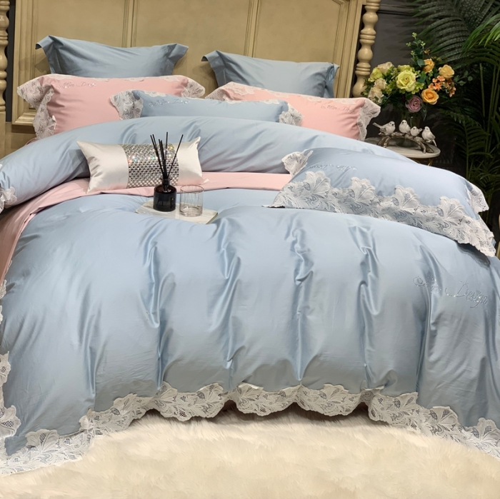 91家纺网 家纺一手货源 找家纺 总 缔缦家纺 2022新款100支长绒棉蕾丝系列四件套-莎桦