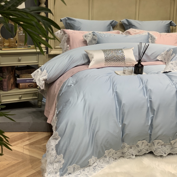 91家纺网 家纺一手货源 找家纺 总 缔缦家纺 2022新款100支长绒棉蕾丝系列四件套-莎桦