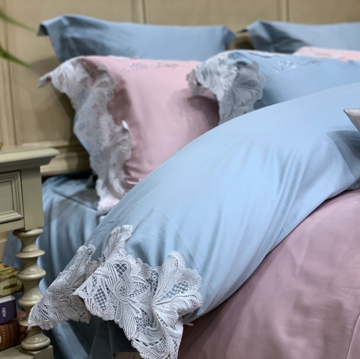 91家纺网 家纺一手货源 找家纺 总 缔缦家纺 2022新款100支长绒棉蕾丝系列四件套-莎桦