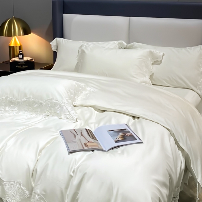 91家纺网 家纺一手货源 找家纺 总缔缦家纺 2022新款100支长绒棉蕾丝四件套-夏丽尔公主