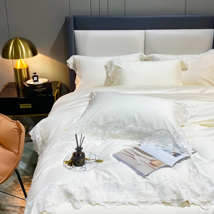 91家纺网 家纺一手货源 找家纺 总缔缦家纺 2022新款100支长绒棉蕾丝四件套-夏丽尔公主