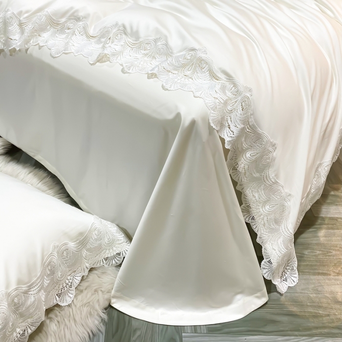 91家纺网 家纺一手货源 找家纺 总缔缦家纺 2022新款100支长绒棉蕾丝四件套-夏丽尔公主