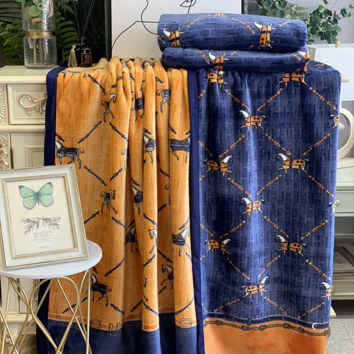 91家纺网 家纺一手货源 找家纺 缔缦家纺 2022新型AB版复合毛毯 塞洛华