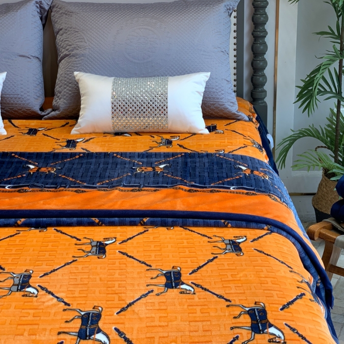 91家纺网 家纺一手货源 找家纺 缔缦家纺 2022新型AB版复合毛毯 塞洛华