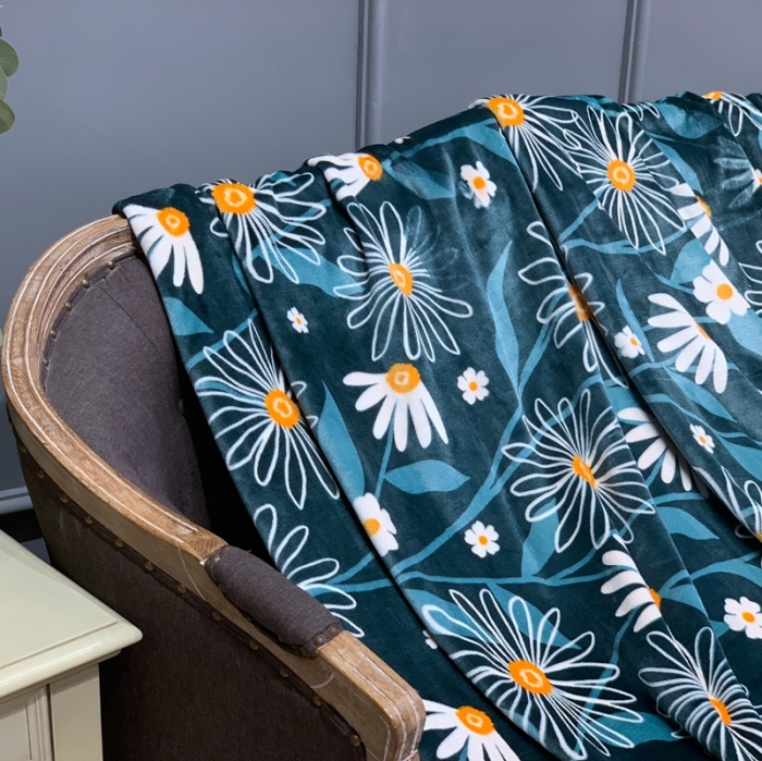 91家纺网 家纺一手货源 找家纺 缔缦家纺 2022新型AB版复合毛毯 小雏菊