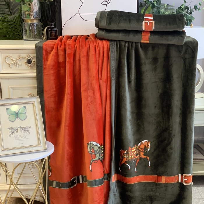 91家纺网 家纺一手货源 找家纺 缔缦家纺 2022新型AB版复合毛毯 一梦为马