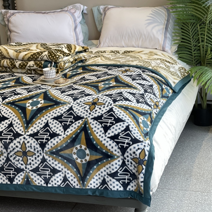 91家纺网 家纺一手货源 找家纺 缔缦家纺 2022新型AB版复合毛毯 格纳