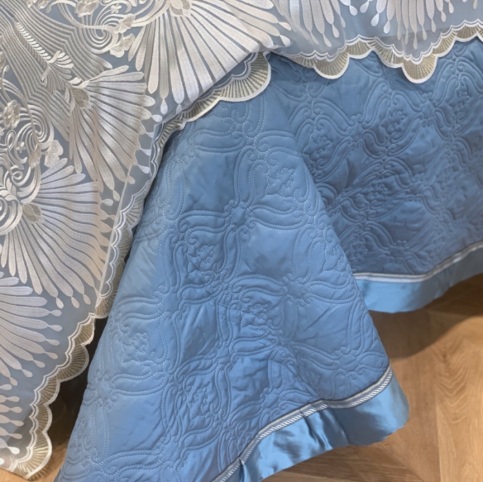 91家纺网 家纺一手货源 找家纺 缔缦家纺 2022新款重磅真丝棉系列四件套-爱丽丝 蓝