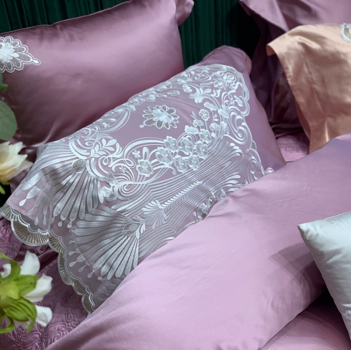 91家纺网 家纺一手货源 找家纺 缔缦家纺 2022新款重磅真丝棉系列四件套-爱丽丝 豆沙粉