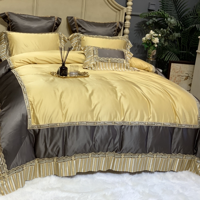 91家纺网 家纺一手货源 找家纺 缔缦家纺 2022新款重磅真丝棉系列四件套-北欧之旅 金黄