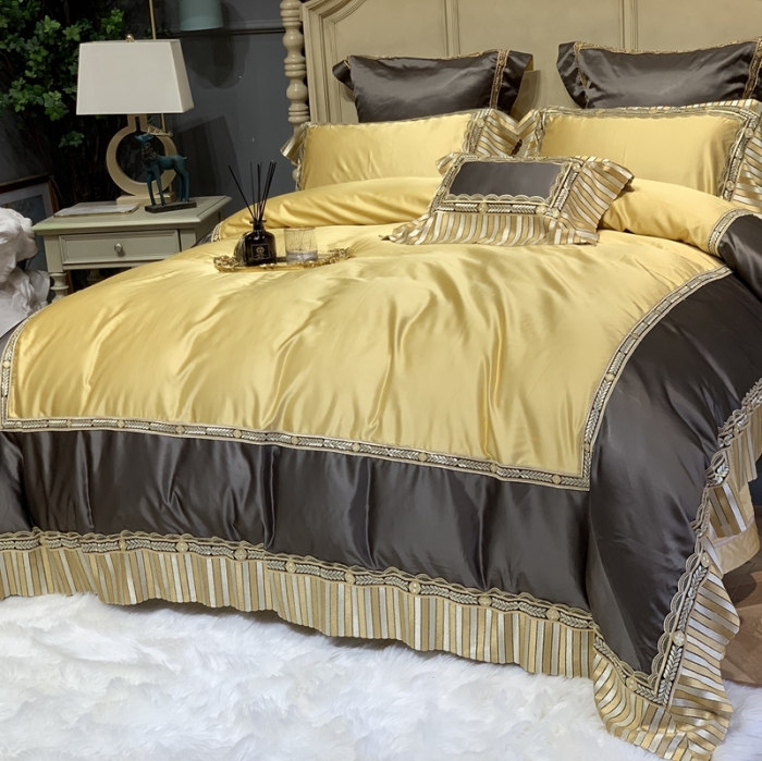 91家纺网 家纺一手货源 找家纺 缔缦家纺 2022新款重磅真丝棉系列四件套-北欧之旅 金黄