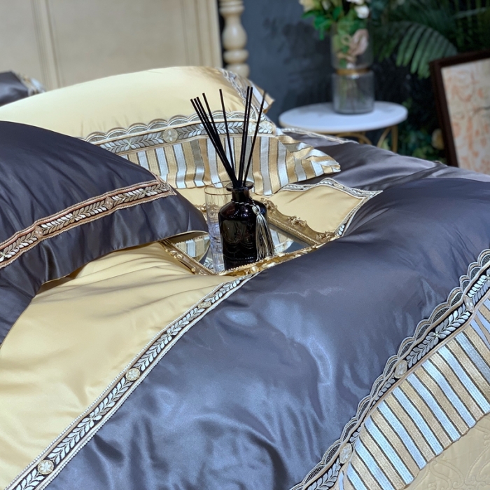 91家纺网 家纺一手货源 找家纺 缔缦家纺 2022新款重磅真丝棉系列四件套-北欧之旅 金黄