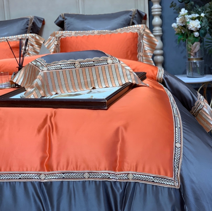 91家纺网 家纺一手货源 找家纺 缔缦家纺 2022新款重磅真丝棉系列四件套-北欧之旅 金橘