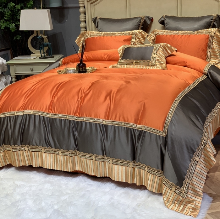 91家纺网 家纺一手货源 找家纺 缔缦家纺 2022新款重磅真丝棉系列四件套-北欧之旅 金橘