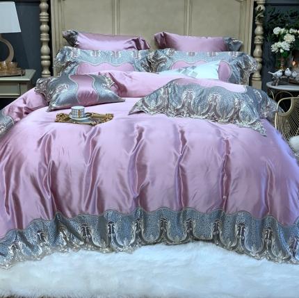 91家纺网 家纺一手货源 找家纺 （总）缔缦家纺 2022新款重磅真丝棉系列四件套-粉黛丽人