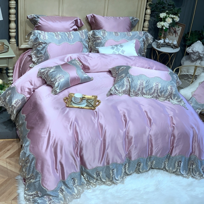 91家纺网 家纺一手货源 找家纺 （总）缔缦家纺 2022新款重磅真丝棉系列四件套-粉黛丽人