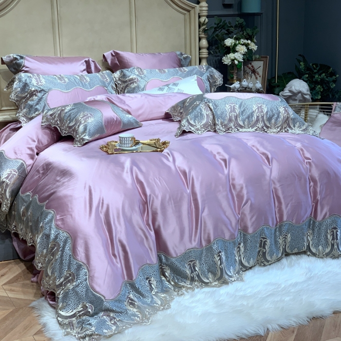 91家纺网 家纺一手货源 找家纺 （总）缔缦家纺 2022新款重磅真丝棉系列四件套-粉黛丽人