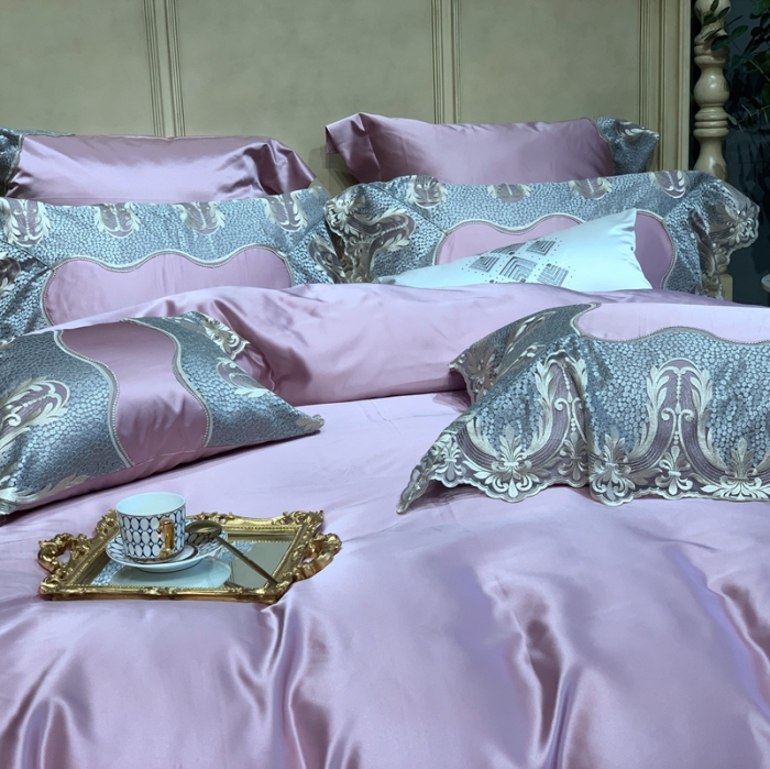 91家纺网 家纺一手货源 找家纺 （总）缔缦家纺 2022新款重磅真丝棉系列四件套-粉黛丽人