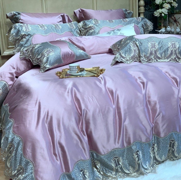 91家纺网 家纺一手货源 找家纺 （总）缔缦家纺 2022新款重磅真丝棉系列四件套-粉黛丽人