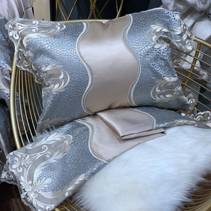 91家纺网 家纺一手货源 找家纺 缔缦家纺 2022新款重磅真丝棉系列四件套-粉黛丽人 香槟金