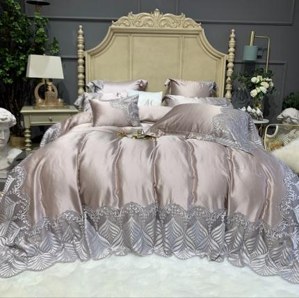 91家纺网 家纺一手货源 找家纺 缔缦家纺 2022新款重磅真丝棉系列四件套-艾琳娜 香槟金