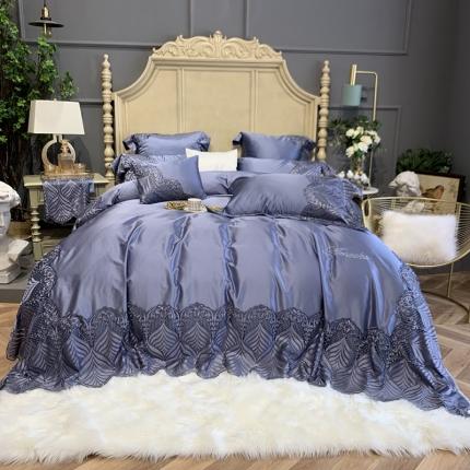 91家纺网 家纺一手货源 找家纺 缔缦家纺 2022新款重磅真丝棉系列四件套-艾琳娜 紫灰色