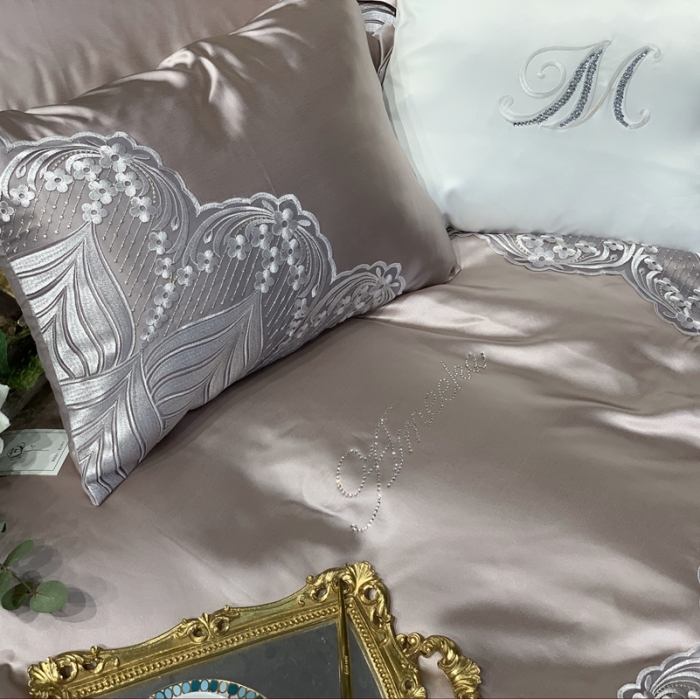 91家纺网 家纺一手货源 找家纺 缔缦家纺 2022新款重磅真丝棉系列四件套-艾琳娜 香槟金