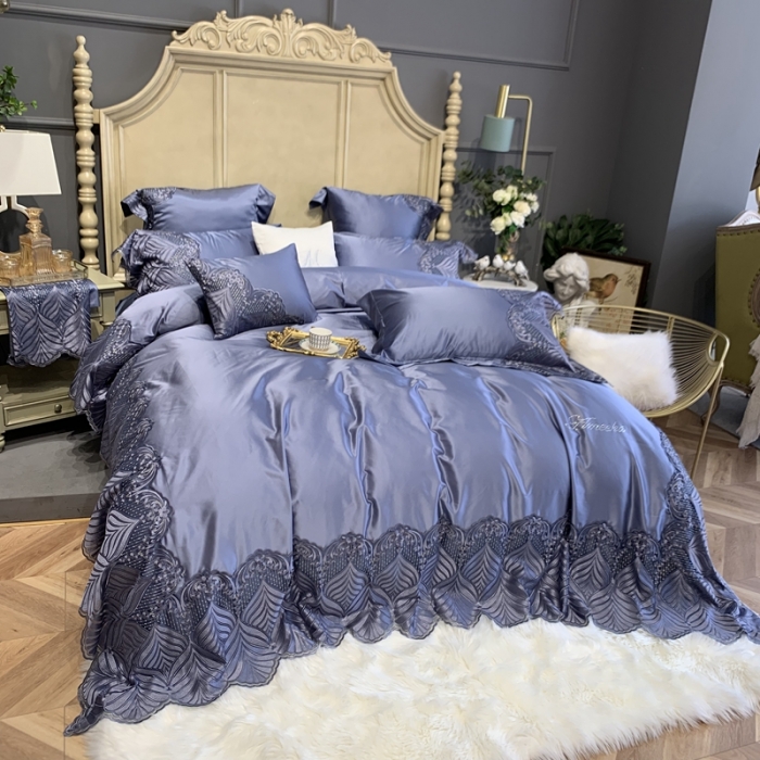 91家纺网 家纺一手货源 找家纺 缔缦家纺 2022新款重磅真丝棉系列四件套-艾琳娜 紫灰色
