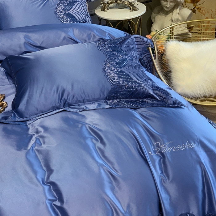 91家纺网 家纺一手货源 找家纺 缔缦家纺 2022新款重磅真丝棉系列四件套-艾琳娜 紫灰色