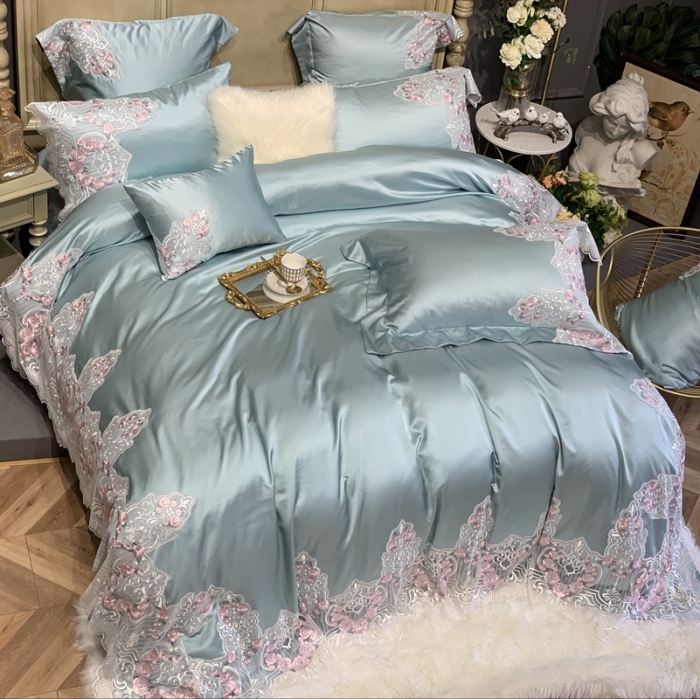 91家纺网 家纺一手货源 找家纺 缔缦家纺 2022新款重磅真丝棉系列四件套-蔷薇花园 绿