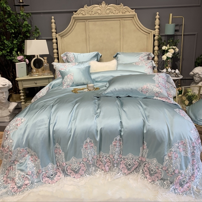 91家纺网 家纺一手货源 找家纺 缔缦家纺 2022新款重磅真丝棉系列四件套-蔷薇花园 绿