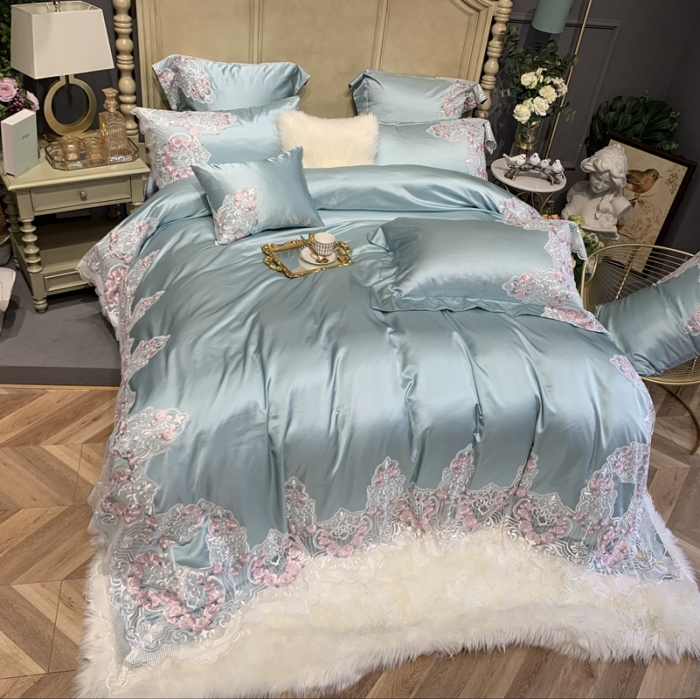 91家纺网 家纺一手货源 找家纺 缔缦家纺 2022新款重磅真丝棉系列四件套-蔷薇花园 绿