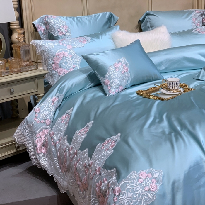 91家纺网 家纺一手货源 找家纺 缔缦家纺 2022新款重磅真丝棉系列四件套-蔷薇花园 绿