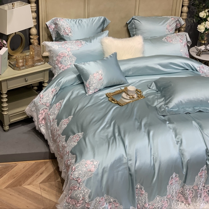 91家纺网 家纺一手货源 找家纺 缔缦家纺 2022新款重磅真丝棉系列四件套-蔷薇花园 绿