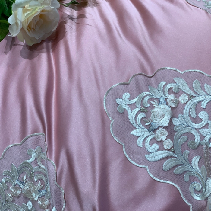 91家纺网 家纺一手货源 找家纺 缔缦家纺 2022新款重磅真丝棉系列四件套-花开半夏 豆沙粉