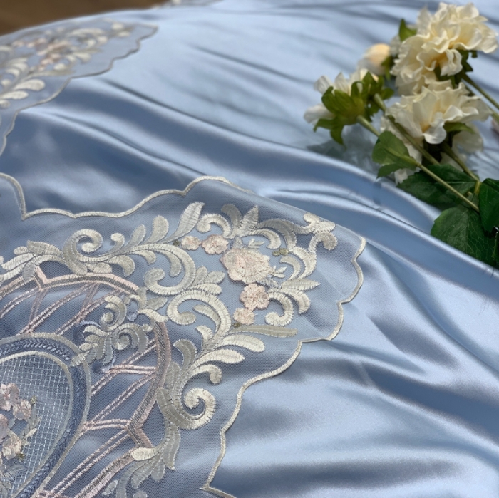 91家纺网 家纺一手货源 找家纺 缔缦家纺 2022新款重磅真丝棉系列四件套-花开半夏 蓝