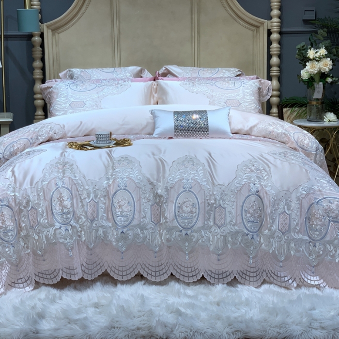 91家纺网 家纺一手货源 找家纺 缔缦家纺 2022新款重磅真丝棉系列四件套-花开半夏 米色