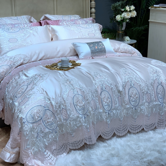 91家纺网 家纺一手货源 找家纺 缔缦家纺 2022新款重磅真丝棉系列四件套-花开半夏 米色