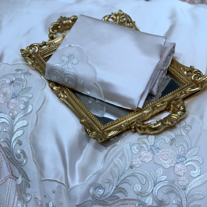 91家纺网 家纺一手货源 找家纺 缔缦家纺 2022新款重磅真丝棉系列四件套-花开半夏 米色