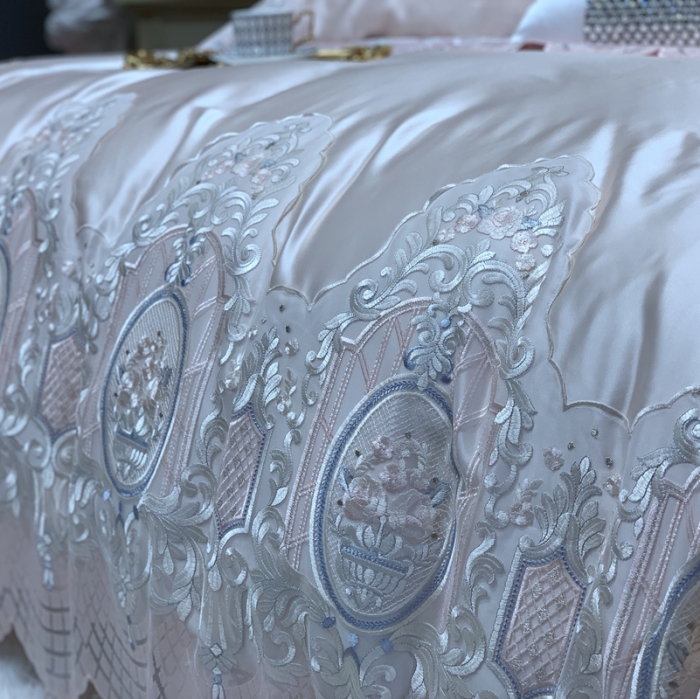 91家纺网 家纺一手货源 找家纺 缔缦家纺 2022新款重磅真丝棉系列四件套-花开半夏 米色